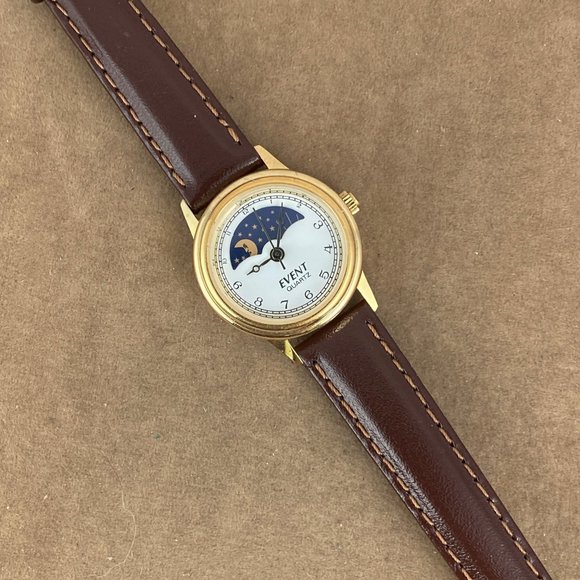 Vintage Event Quartz Moon Phase Wrist Watch new stap and battery - Picture 3 of 8